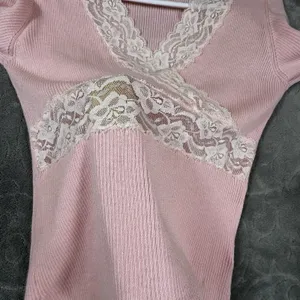 Y2K Coquette Wrap Top Medium Floral Lace Fairy Dollette Cute Girl Pink 90's VTG thumbnail 8
