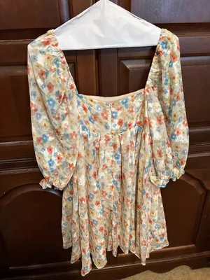 Storia dress with floral pattern and balloon sleeves thumbnail 2