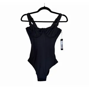 TA3 Lifty One Piece Swimsuit Black Corset Lace Up Sculpting Small NWT thumbnail 3