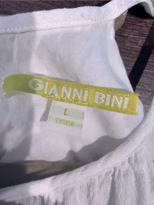 Gianni Bini White Midi Dress with Blue Hem Embroidery thumbnail 7