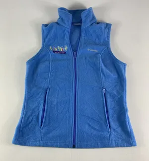Columbia Vest Womens‎ Medium Blue Full Zip Fleece Outdoor Sweater Ladies READ thumbnail 1