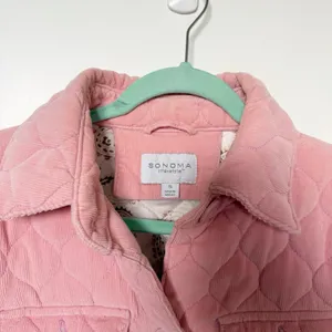 Vtg Y2K Sonoma Womens Pink Quilted Corduroy Bomber Jacket Small Utility 00s thumbnail 3