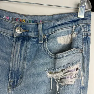 American Eagle Womens 90s Straight Pride Jeans Sz 10 Distressed Light Wash thumbnail 6