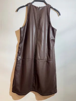 Saylor Damian Chocolate Brown Vegan Leather Mini Dress Party Dress Size S thumbnail 2