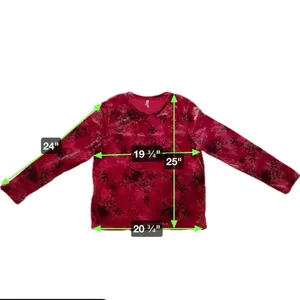 White‎ Stag Floral Print Long Sleeve Velvety Pullover Blouse Red Size Xl thumbnail 6
