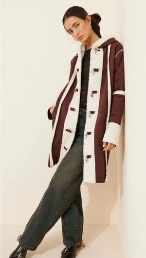 Anthro Daisy Street Borg Shearling Seam Detail Jacket thumbnail 1