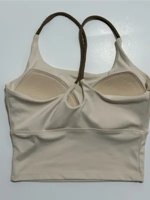 Everyday Scoop Neck Brami - Cream with Brown Straps thumbnail 2