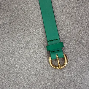 J.Crew Belt Womens Small Green Genuine Italian Leather Gold Buckle 30037 thumbnail 2