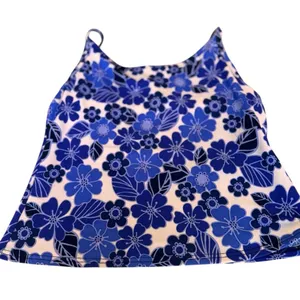 L.L.Bean Blue White Floral Tankini Swim Top Women’s Size 10 Coastal Resort Swim thumbnail 7