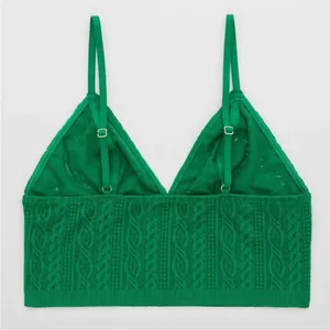 Aerie NWT Green Size Medium Longline Cable Lace Bralette thumbnail 8