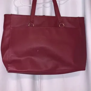 Dark Red faux leather Handbag Large Multi Compartment thumbnail 6