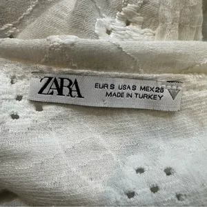 Zara White Embroidered Eyelet Lace Midi Dress‎ in Oyster White Size Small thumbnail 10