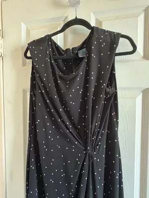 Gabby Skye Black and White Polka Dot Drapey Midi Dress with Knot Detail thumbnail 3