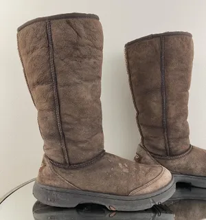 UGG Australia Dark Brown Sheepskin Ultimate Tall Revival Tasman Braid Boots thumbnail 4