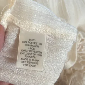 Self Esteem Y2K Cream Whimsigoth Witchy Top Sz S Crochet Detail Peek a Boo Neck Boho Cottage thumbnail 7