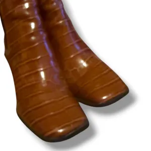 Circus by Sam Edelman Polly‎ Boots Womens 7.5 Brown Croc Embossed Square Block thumbnail 7