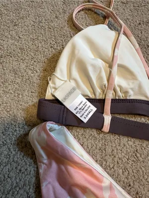 NWOT L*Space bikini set pink floral extra small thumbnail 5
