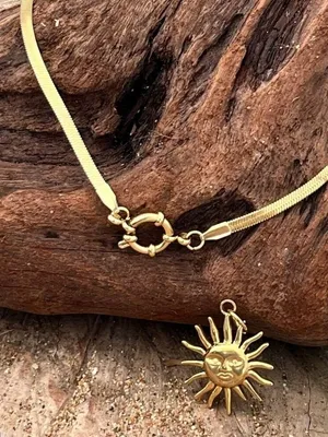 18K Gold Plate Snake Charm Holder Necklace Stainless Steel Womens Jewelry Trendy thumbnail 2