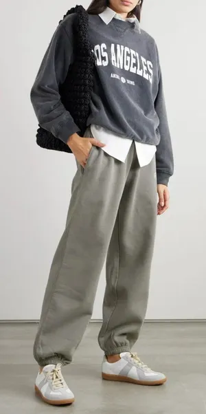 Anine Bing Karter Sweatpants Gray Women's S Cotton Fleece Relaxed Logo Slouchy thumbnail 1
