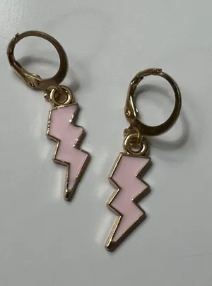 Altar'd State Light Pink And Gold Lightning Bolt Earrings thumbnail 1