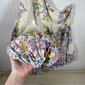 HEMANT & NANDITA Vana One Sleeve‎ / Shoulder Floral Ruffled Mini Dress Size XL thumbnail 4