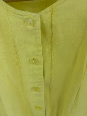 Laura Ashley butter yellow linen button up long sleeve cardigan women’s L thumbnail 3
