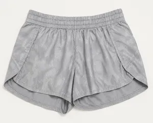 Athleta Gray Floral Dolphin Hem Running Shorts Women’s Large thumbnail 1