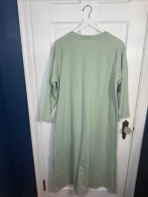 LAKE Pajamas 100% Cotton Sweatshirt Midi Dress in Light Moss Green W2484 Sz XL thumbnail 9