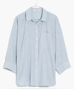 Madewell Wellesley Oversized Seamed Shirt in Stripe SIZE M thumbnail 1