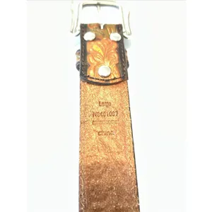 Nocona Womens Floral Tooled Leather Belt Rhinestone Hibiscus Western Brown Large thumbnail 4