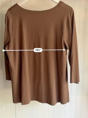 GARNET HILL XL ✨ adult vneck cotton blend solid brown tee EUC thumbnail 2