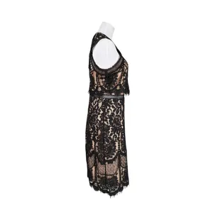 Lulu's Sweetness Lace Midi‎ Dress MEDIUM Black & Nude Flirty Lacy Feminine thumbnail 5