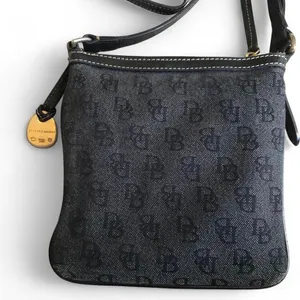 DOONEY & BOURKE Dark Grey Canvas Leather Trims Small Crossbody Bag thumbnail 4