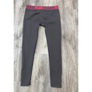 Gymshark Womens‎ Seamless High Rise Leggings Gray Burgundy Logo Waistband Medium thumbnail 2