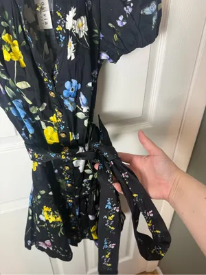 Alice + Olivia Cora Mini Shirt Dress in Twisting Vines Black XS thumbnail 5