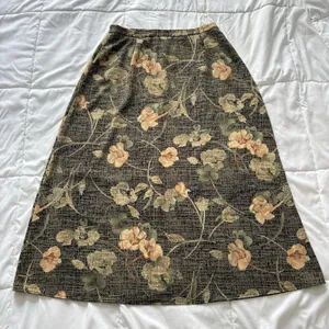 Requirements Vintage 90s Y2K Maxi Skirt Womens Large Green Floral Feminine Boho Hippie‎ Fairy thumbnail 1