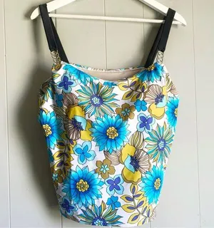 BEACH NATIVE Square Neck Floral Tankini Swim Top 18W thumbnail 1