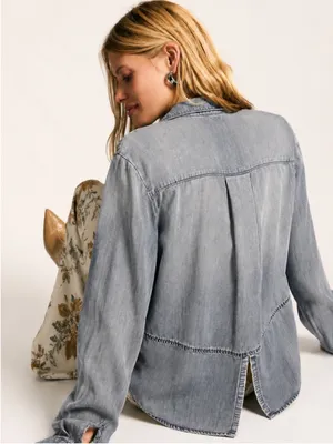 Anthropologie Cloth & Stone Chambray Button Down Shirt XS thumbnail 3