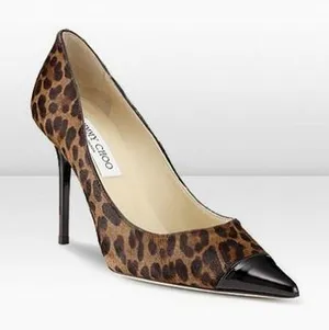 Jimmy Choo Leopard Print Pony Heels Size 37.5 thumbnail 1