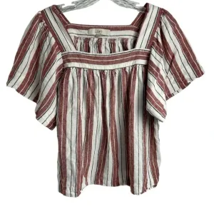 LOFT Women's XS‎ Striped Square Neck Blouse Multicolor Short Sleeve Casual thumbnail 1