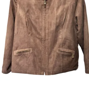 Vtg Kim Rogers Jacket Coat Y2K Western Faux Suede Brown SZ XL Full Zip Pockets thumbnail 3