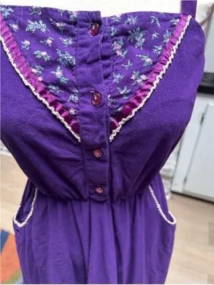Vintage 70s purple prairie dress Gunne Sax style XS thumbnail 2