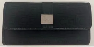 Liz Claiborne Women's‎ Black Tri Fold Wallet Monogram Fabric Pattern thumbnail 1