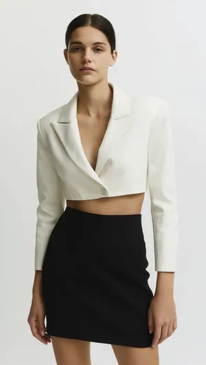 SAINT ART Bryn Cropped Tuxedo‎ Blazer White NWT Small thumbnail 1
