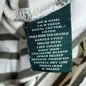 Lauren Ralph Lauren olive‎ green stripe women top size medium cotton thumbnail 6