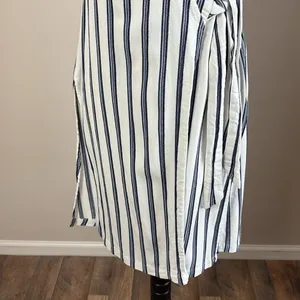 Free People Tuxedo Stripe Wrap Dress Sleeveless‎ Blue Side Slit Size XS thumbnail 5