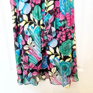 Anthropologie Cupro Faux Wrap Maxi Dress Size 0 Floral‎ Resort Tropical Vacation thumbnail 3