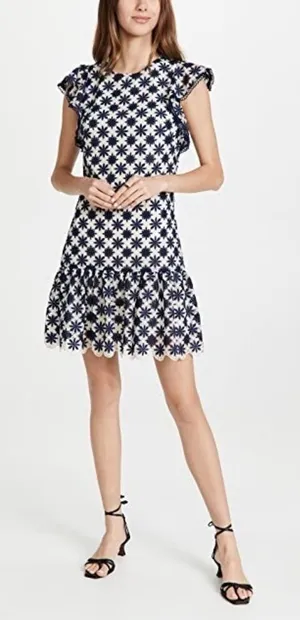 NWT Shoshanna Kassia Mini Dress Navy Ivory‎ Lace Size 10 thumbnail 1