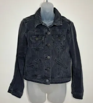Massimo Dutti Black Button up denim jean jacket size medium casual thumbnail 1