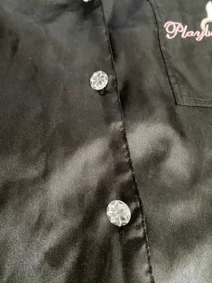 playboy black button up silk pj top  thumbnail 9